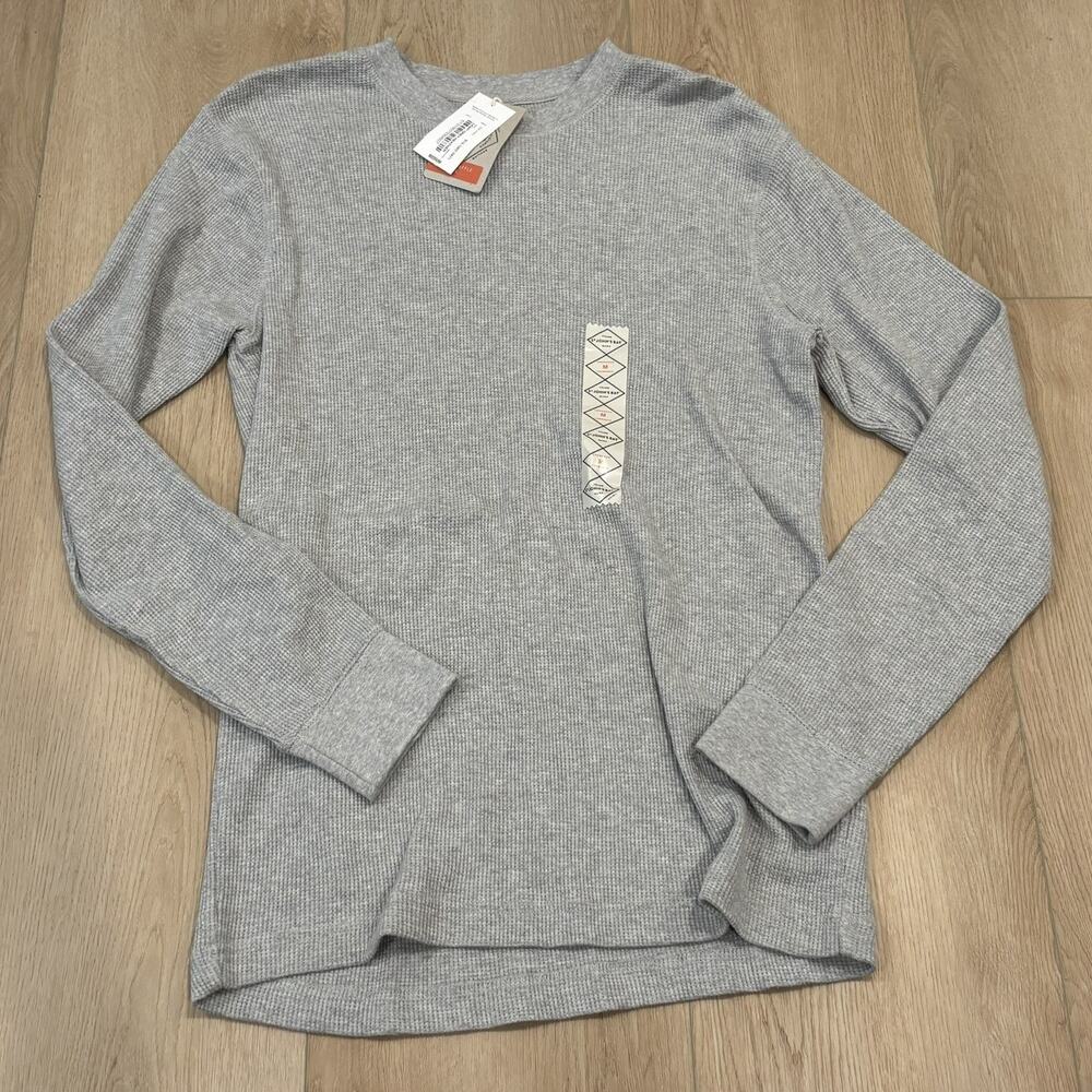 St. John's Bay Men's Legacy Waffle Crewneck Gray Thermal Long Sleeve NWT